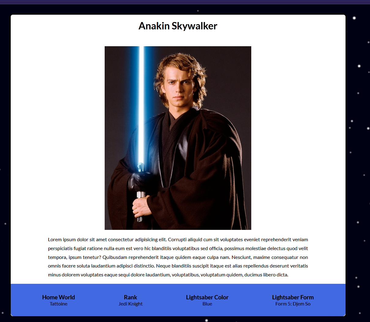 Screenshot of Star Wars Homepage